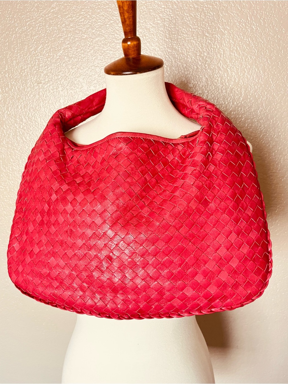 Leather Woven Red Hobo handbag